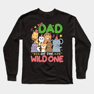 Dad of the Wild One Zoo Birthday Safari Jungle Animal Long Sleeve T-Shirt